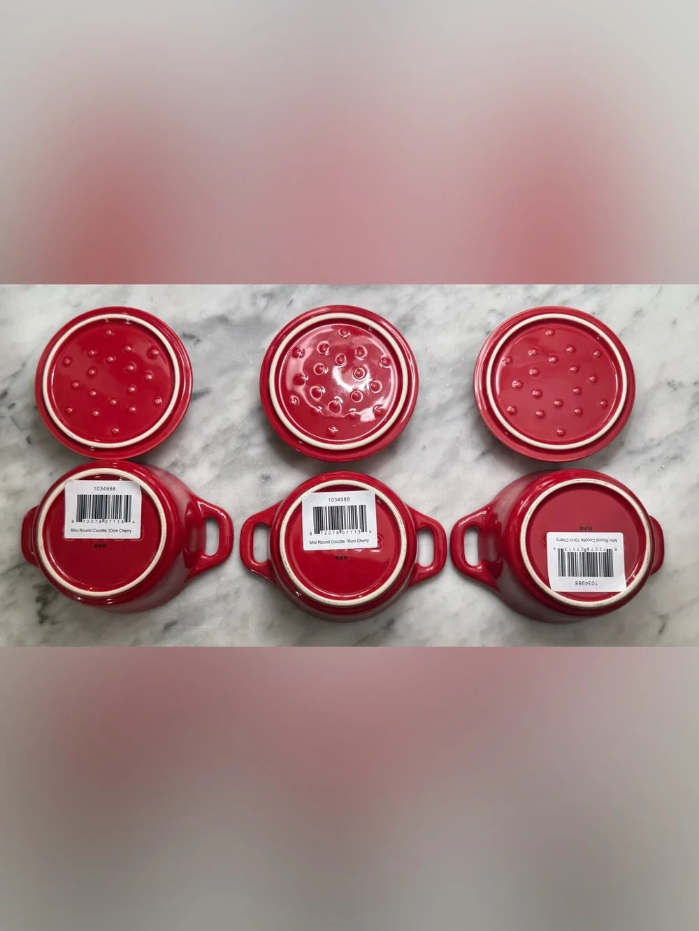 STAUB Trio of petite ceramic Dutch ovens Red NWT (#bin zap)